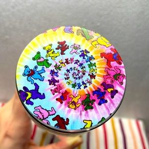 Grateful Dead themed glass bottle with lid